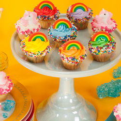 Mini Rainbows and Unicorns Cupcakes