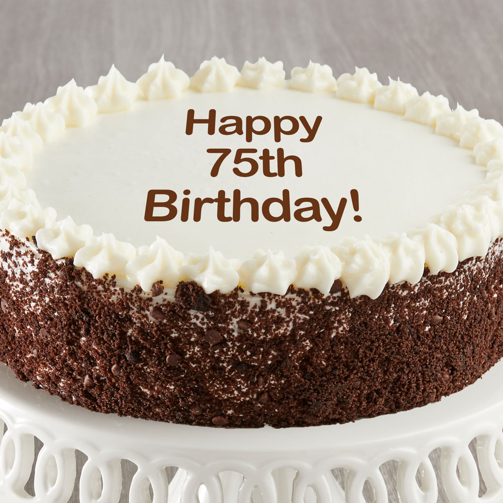 Happy 75th Birthday Chocolate and Vanilla Cake delivered Happy 75th Birthday Chocolate and Vanilla Cake delivered