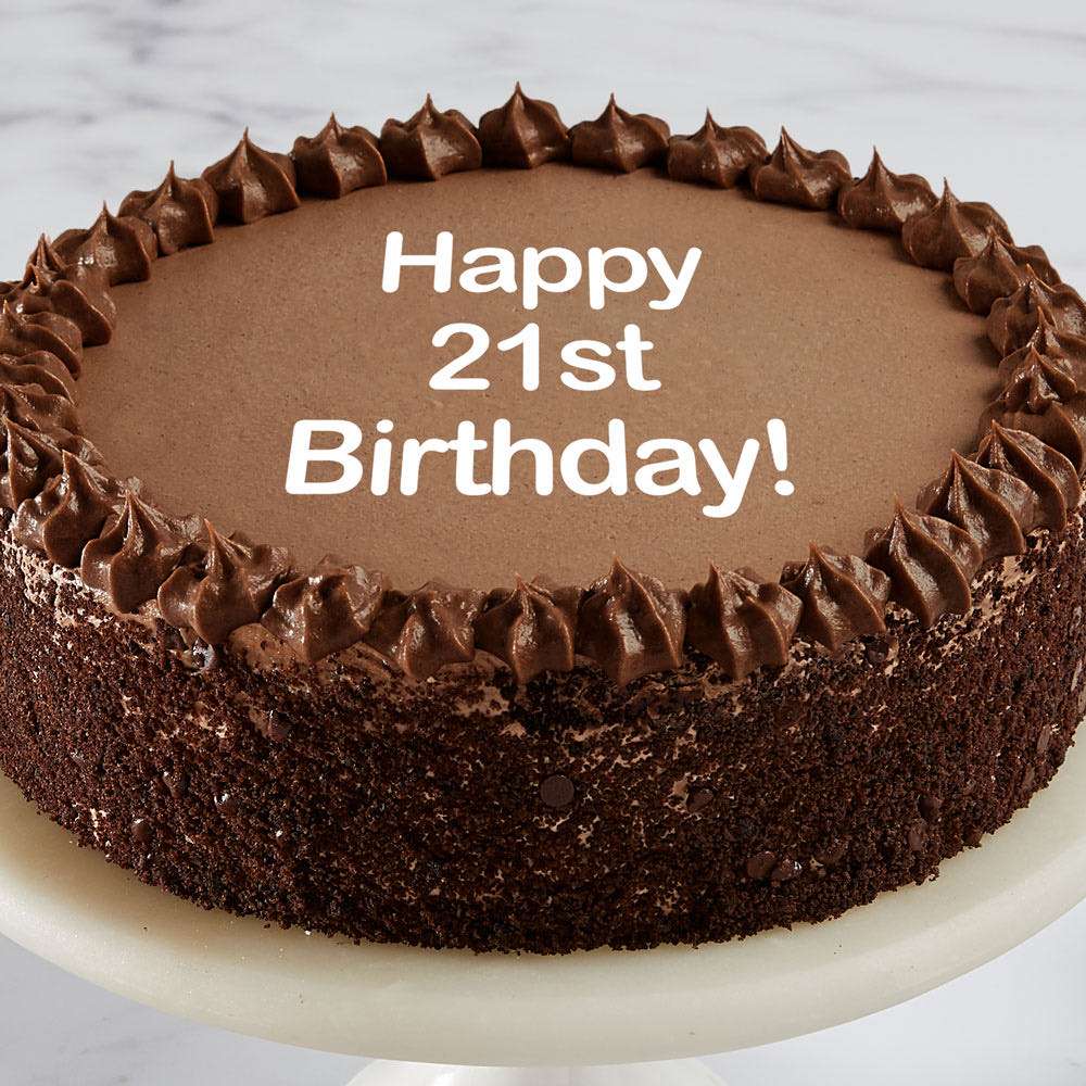 Happy 21st Birthday Double Chocolate Cake Close-up