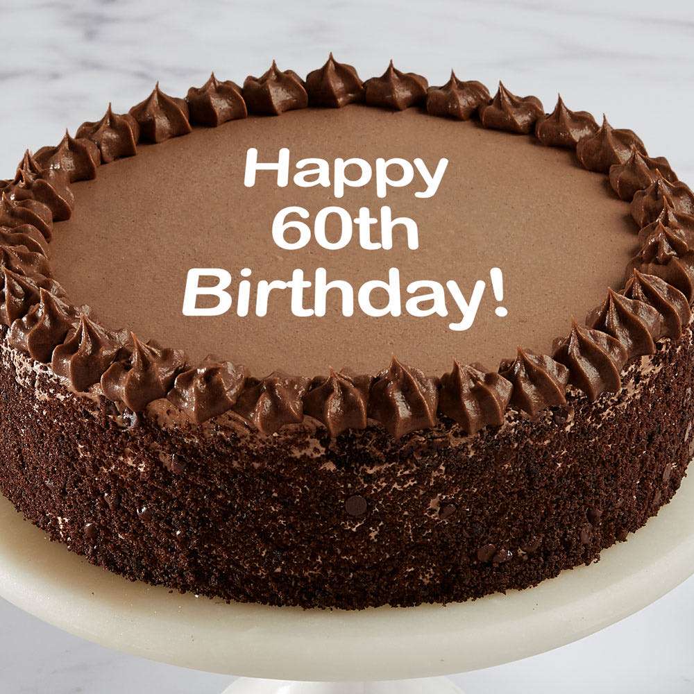 Happy 60th Birthday Double Chocolate Cake Close-up