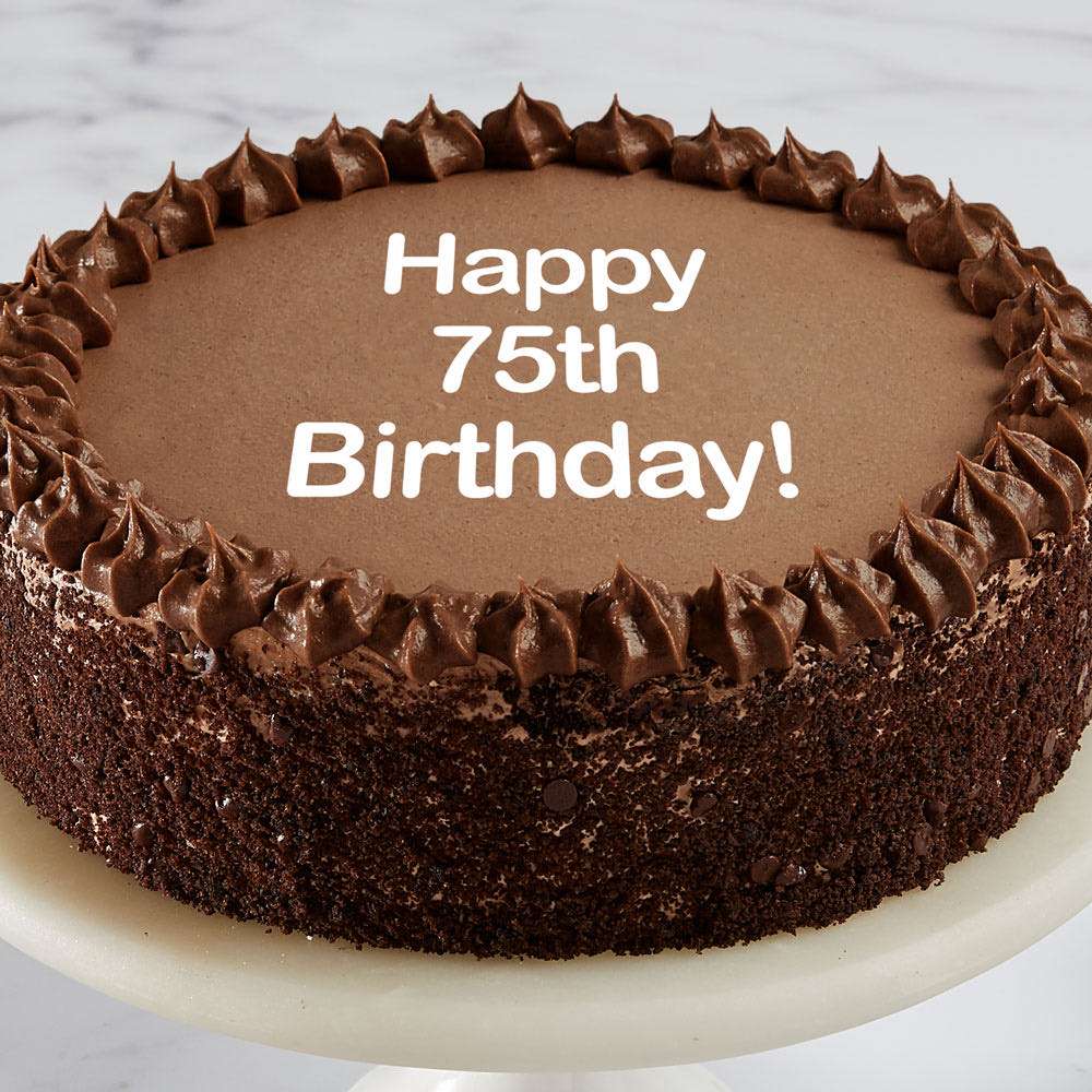 Happy 75th Birthday Double Chocolate Cake Close-up