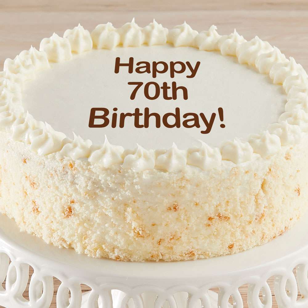 Happy 70th Birthday Vanilla Cake Close-up