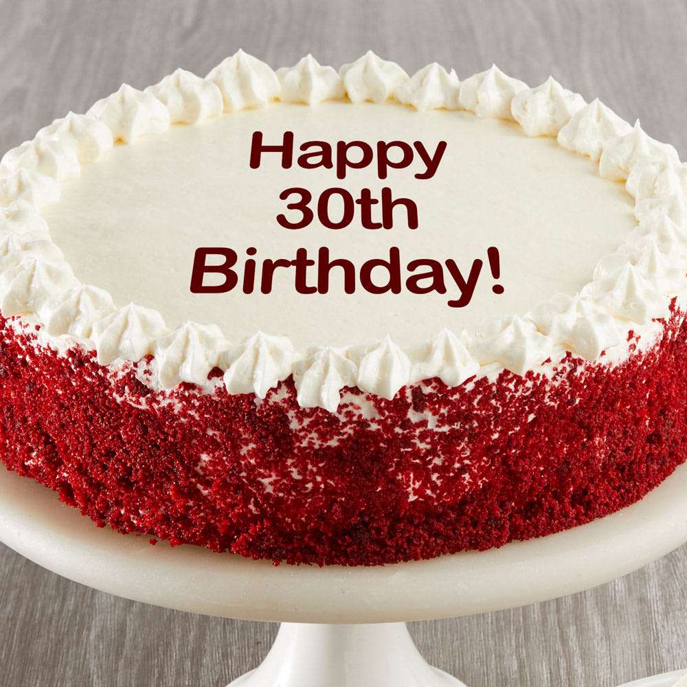 Happy 30th Birthday Red Velvet Cake Close-up