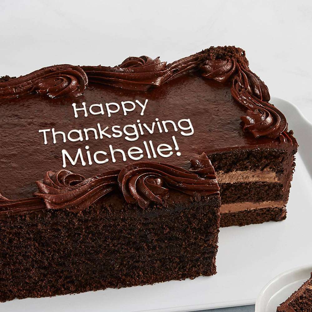 Personalized Chocolate Sheet Cake Close-up