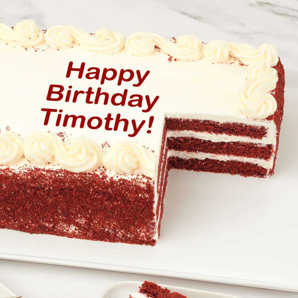 Personalized Red Velvet Sheet Cake Close-up