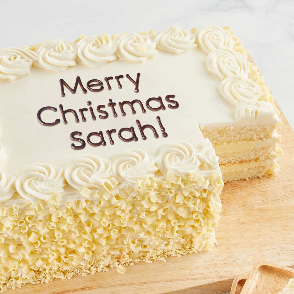 Personalized Vanilla Sheet Cake Close-up