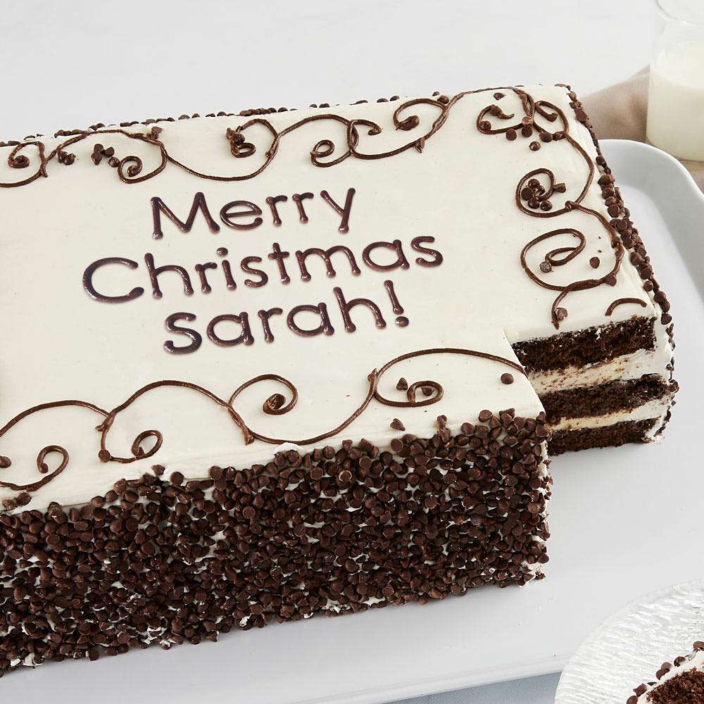 Personalized Chocolate Chip Sheet Cake Close-up