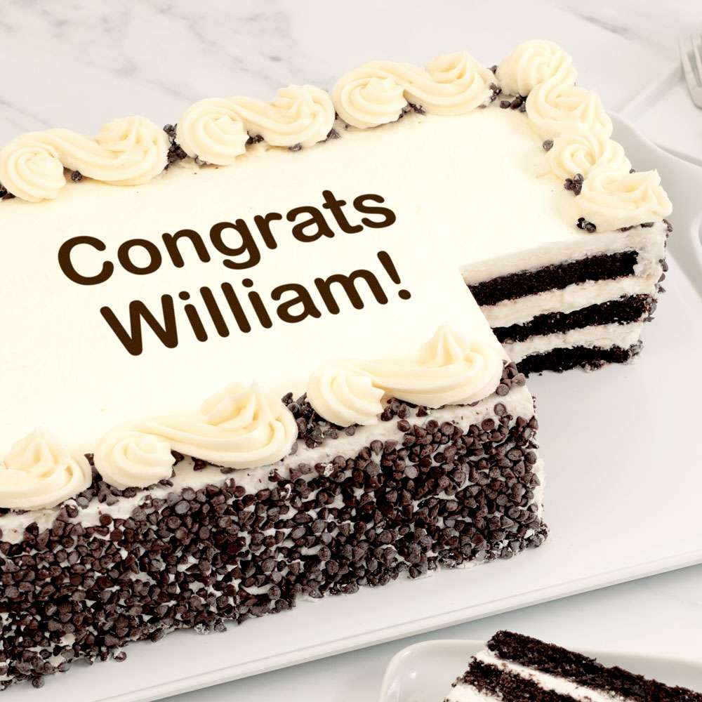 Personalized Chocolate Chip Sheet Cake Close-up