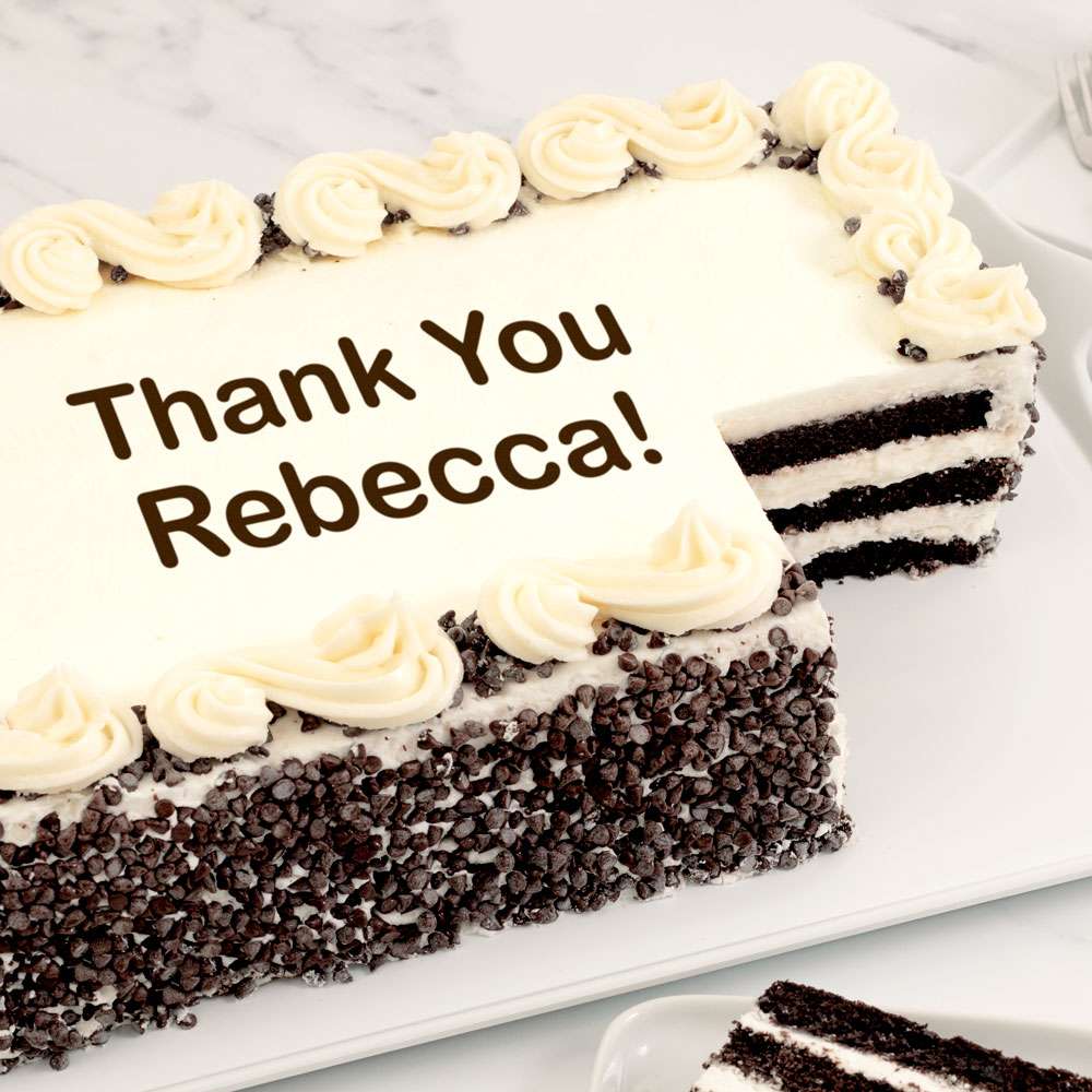 Personalized Chocolate Chip Sheet Cake Close-up