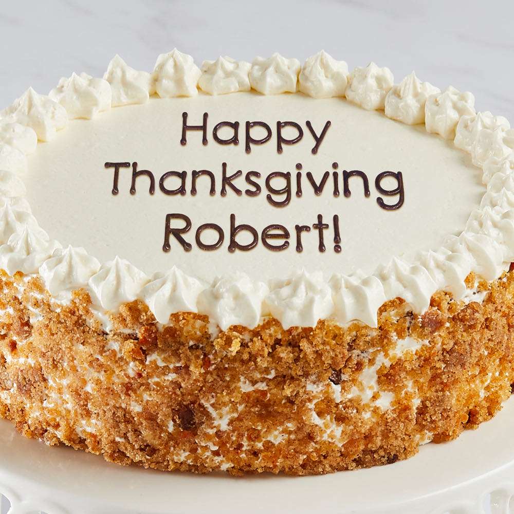 Happy Thanksgiving Carrot Cake Close-up