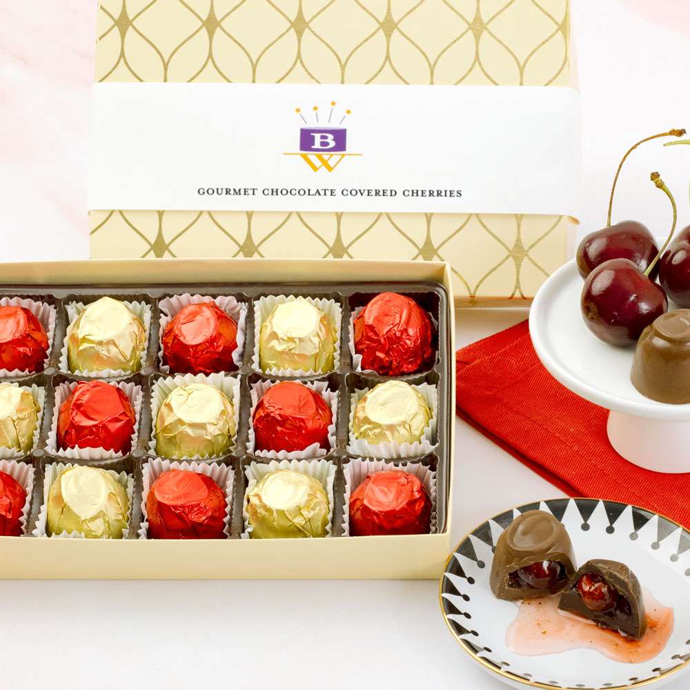 Classic Chocolate Covered Cherries Gift Box Close-up