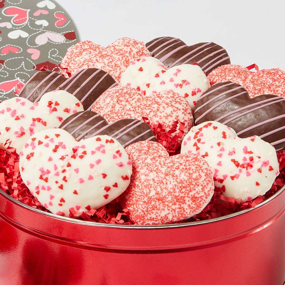 Heart-Shaped Cookie Tin Close-up