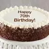Zoomed in Image of Happy 70th Birthday Chocolate and Vanilla Cake