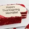 Zoomed in Image of Personalized Red Velvet Sheet Cake