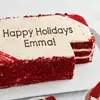 Zoomed in Image of Personalized Red Velvet Sheet Cake