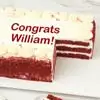 Zoomed in Image of Personalized Red Velvet Sheet Cake
