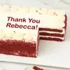 Zoomed in Image of Personalized Red Velvet Sheet Cake