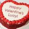 Zoomed in Image of Personalized 10-inch Heart-Shaped Red Velvet Cake