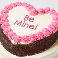 Zoomed in Image of Be Mine! Heart-Shaped Chocolate Cake