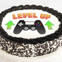 Zoomed in Image of Level Up Gamer Cake