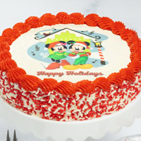 Zoomed in Image of Mickey and Minnie Mouse Holiday Cake