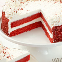 Zoomed in Image of Gluten-Free Red Velvet Cake 