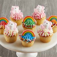 Zoomed in Image of Mini Rainbows and Unicorns Cupcakes