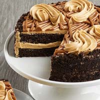 Zoomed in Image of Salted Caramel Chocolate Cake