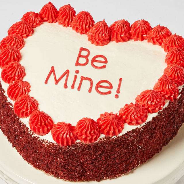 image of Be Mine! Heart-Shaped Red Velvet Chocolate Cake