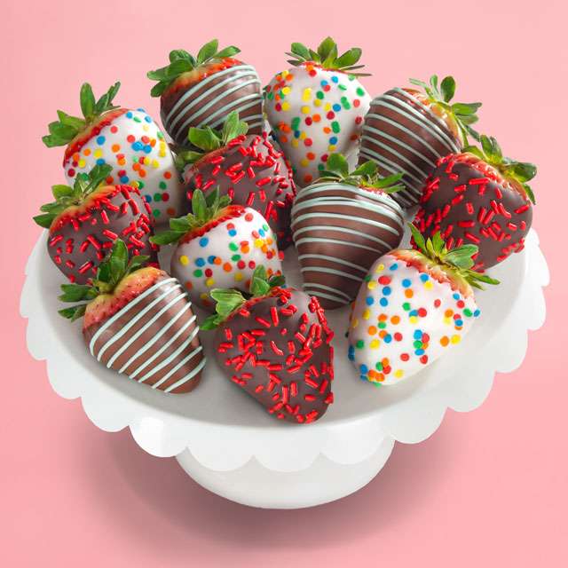 image of 12pc Happy Birthday Dipped Strawberries