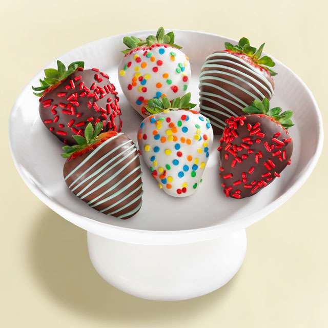 image of 6pc Happy Birthday Dipped Strawberries