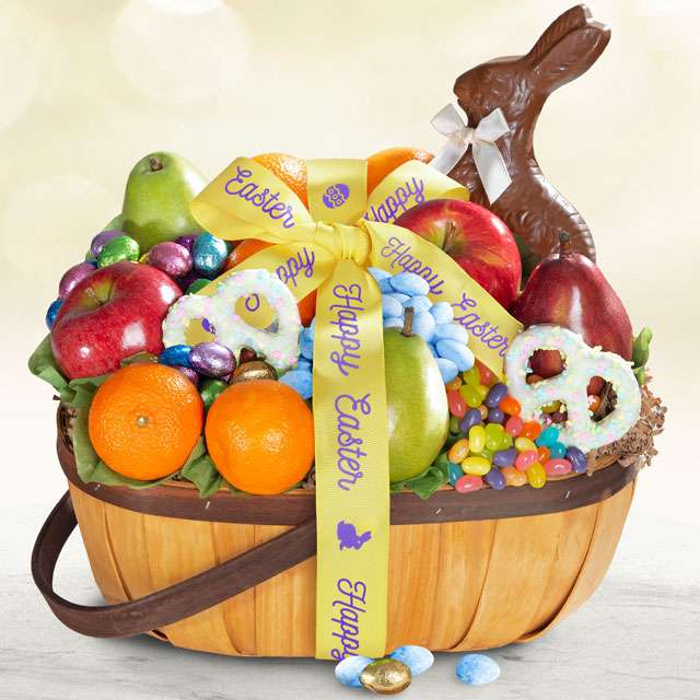 image of Easter Bunny Fruit and Treats Gift Basket