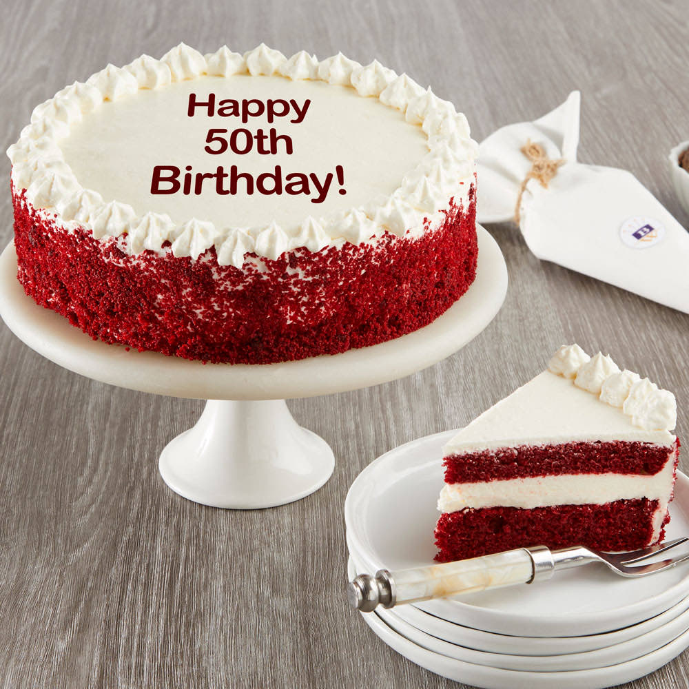 Happy 50th Birthday Red Velvet Cake delivered
