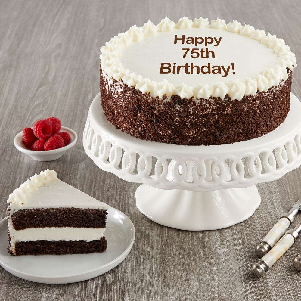 Image of Happy 75th Birthday Chocolate and Vanilla Cake