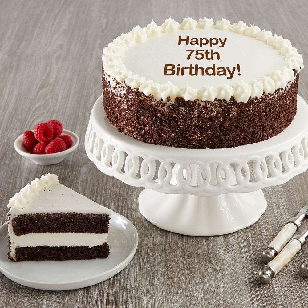 Happy 75th Birthday Chocolate and Vanilla Cake