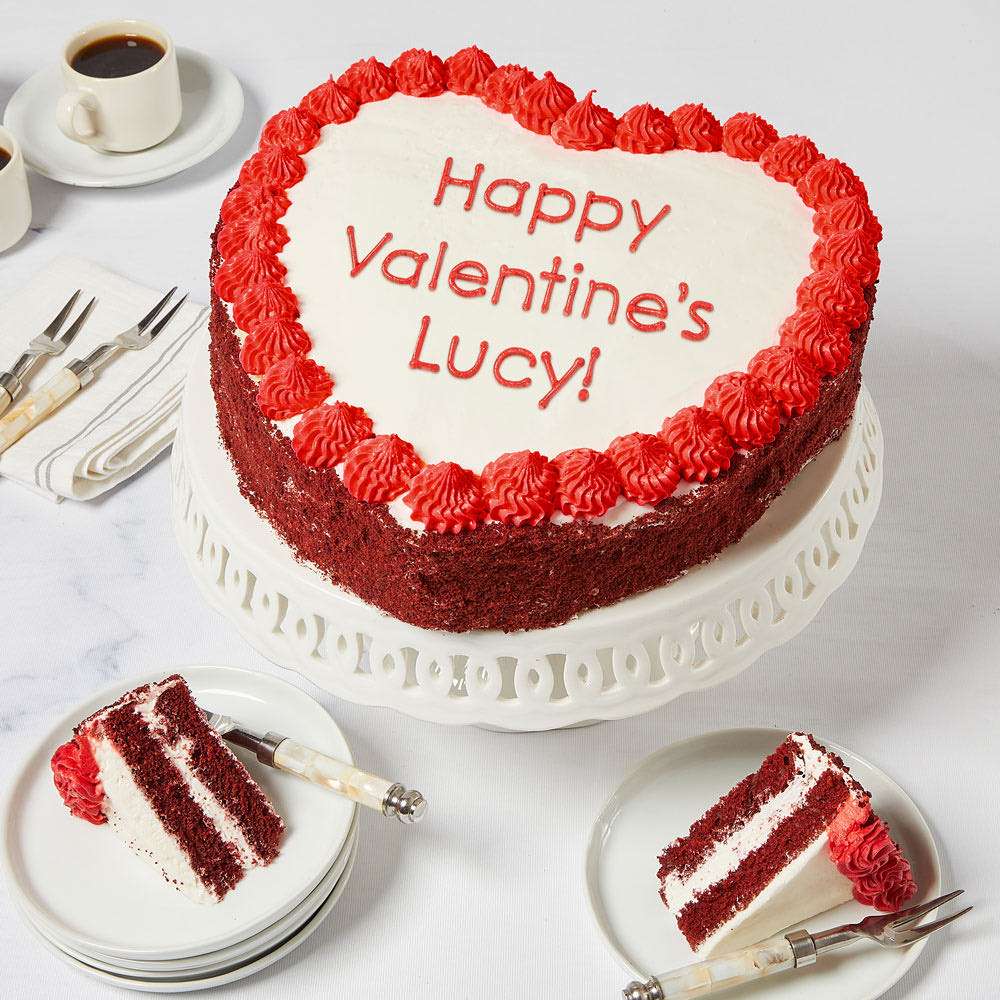 Personalized 10-inch Heart-Shaped Red Velvet Cake