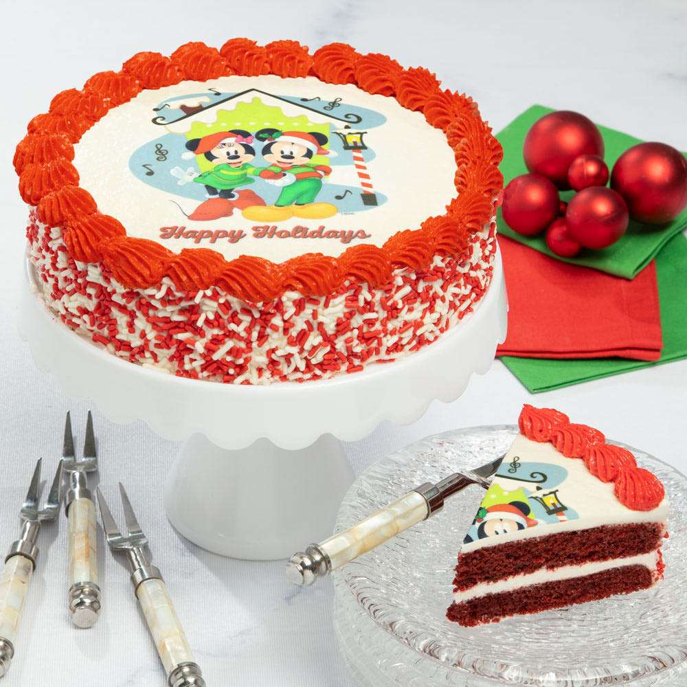 Mickey and Minnie Mouse Holiday Cake