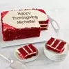 Wide View Image Personalized Red Velvet Sheet Cake