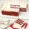 Wide View Image Personalized Red Velvet Sheet Cake