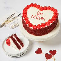 Wide View Image Be Mine! Heart-Shaped Red Velvet Chocolate Cake
