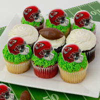 Wide View Image 9PC Football Cupcakes