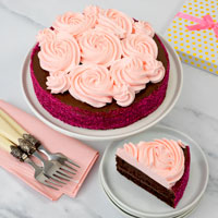 Wide View Image Blossoming Rose Cake