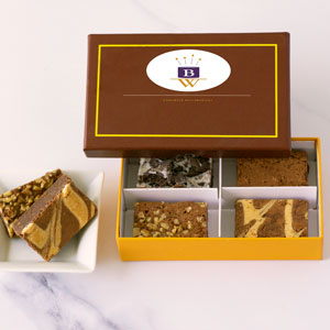 Corporate Event Gift 4pc Gourmet Brownie Sampler with possible customizations