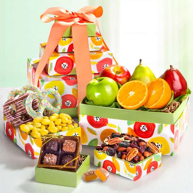 Image of Sunny Days Fruit & Sweets Gift Tower